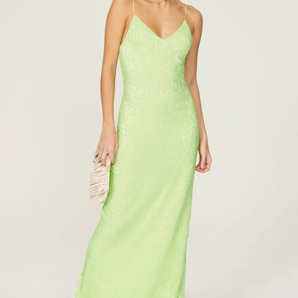 Rosetta Getty Green Sequin Slip Gown Size: L